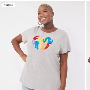 NWT Lane Bryant Chenille Love Pride Graphic Tee